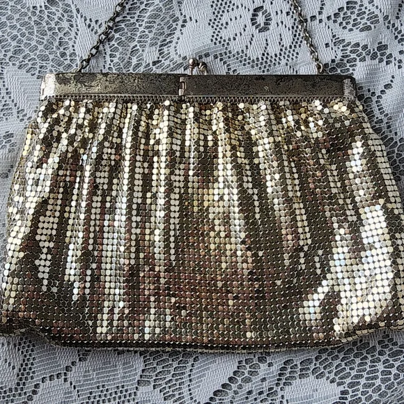 Vintage 1950s Whiting & Davis Gold Mesh Evening Bag Style 2908 Made in USA
